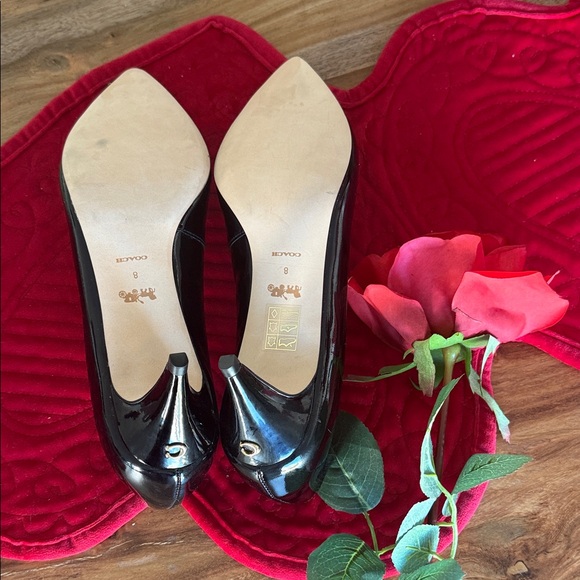 Coach Glossy Black Women's Heels - Picture 4 of 4